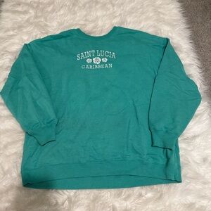 Hollister Green Oversized Graphic Crewneck